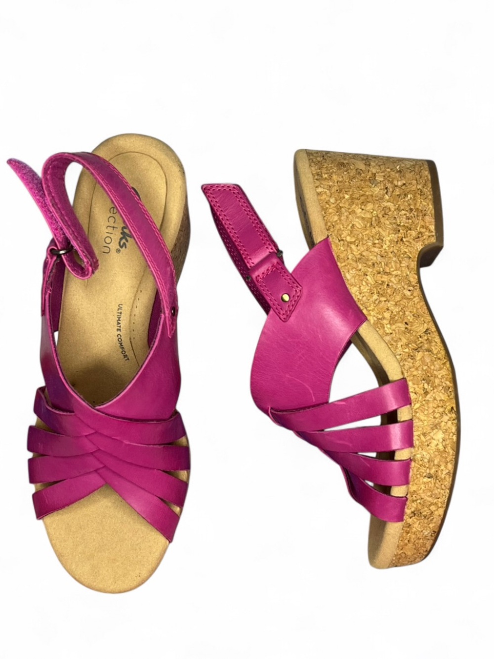 PINK - Women’s Clarks Collection Giselle Glow wedge sandals - Size 8.5 Shoes
